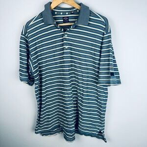 Vintage Callaway Golf Blue Striped Pima Cotton Mercerized Polo Shirt‎ Large